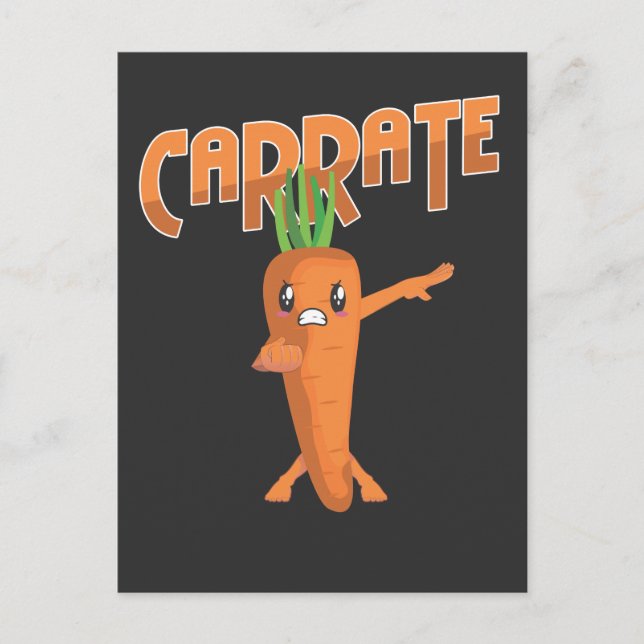 Martial Art Vegan Fighter Vegetarier Karotten Karo Postkarte (Vorderseite)