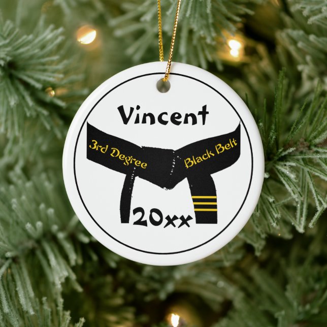 Martial Arts 3. Grad Black Belt Keramik Ornament (Baum)