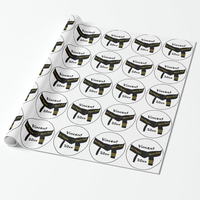 Martial Arts 3. Grad Black Belt Wrapping Paper Geschenkpapier (Ungerollt)