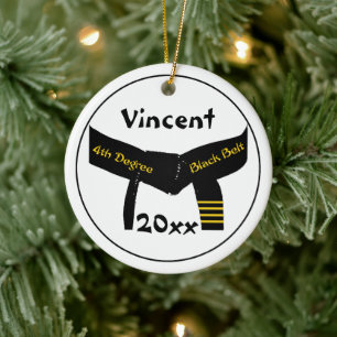 Martial Arts 4. Grad Black Belt Keramik Ornament