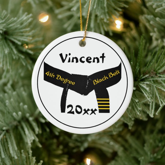 Martial Arts 4. Grad Black Belt Keramik Ornament (Baum)