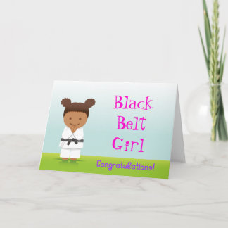 Martial Arts Black Belt Girl Congratulations Card Karte