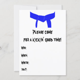 Martial Arts Blauer Gürtel Geburtstagsparty Einlad Einladung
