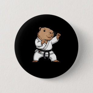 Martial Arts Capyra Funny Karate Taekwondo Jiu Jit Button