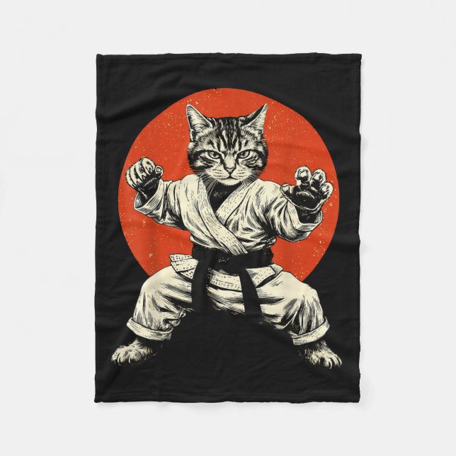 Martial Arts Cat Karate Judo Japanese Flag Funny J Fleecedecke (Vorderseite)