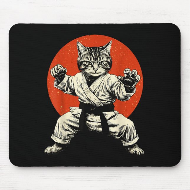 Martial Arts Cat Karate Judo Japanese Flag Funny J Mousepad (Vorne)