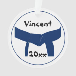 Martial Arts Dark Blue Belt Rank Ornament
