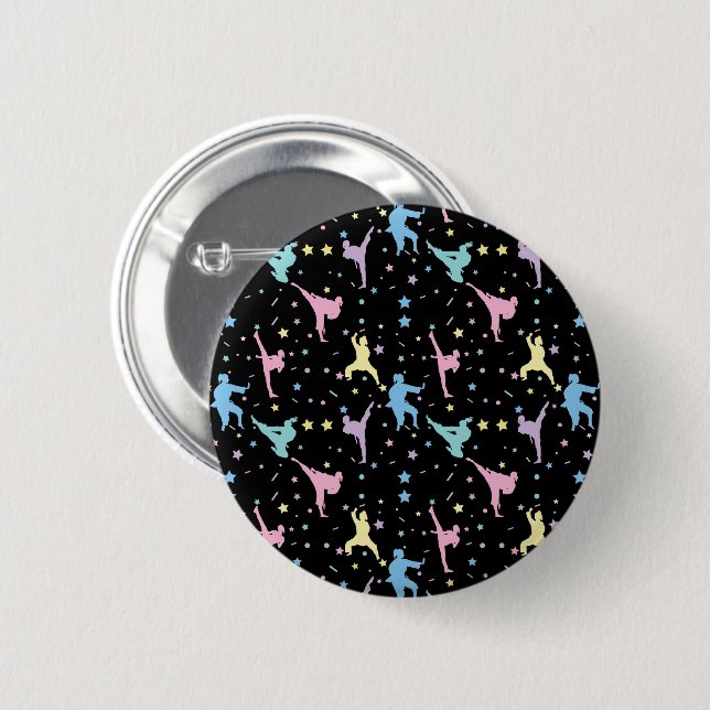 Martial Arts Karate Abstrakt Stars Glitzern Button (Vorne & Hinten)