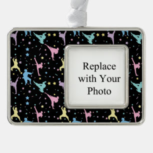 Martial Arts Karate Abstrakt Stars Glitzern Rahmen-Ornament Silber