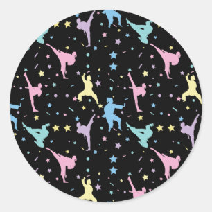 Martial Arts Karate Abstrakt Stars Glitzern Runder Aufkleber