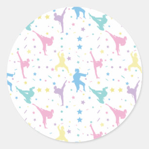 Martial Arts Karate Abstrakt Stars Glitzern Runder Aufkleber