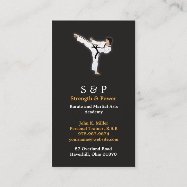 Martial Arts Karate Business Card Visitenkarte (Vorderseite)
