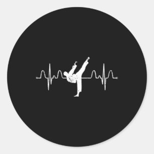 Martial Arts Karateist Heartbeat Comt Sport Athlet Runder Aufkleber