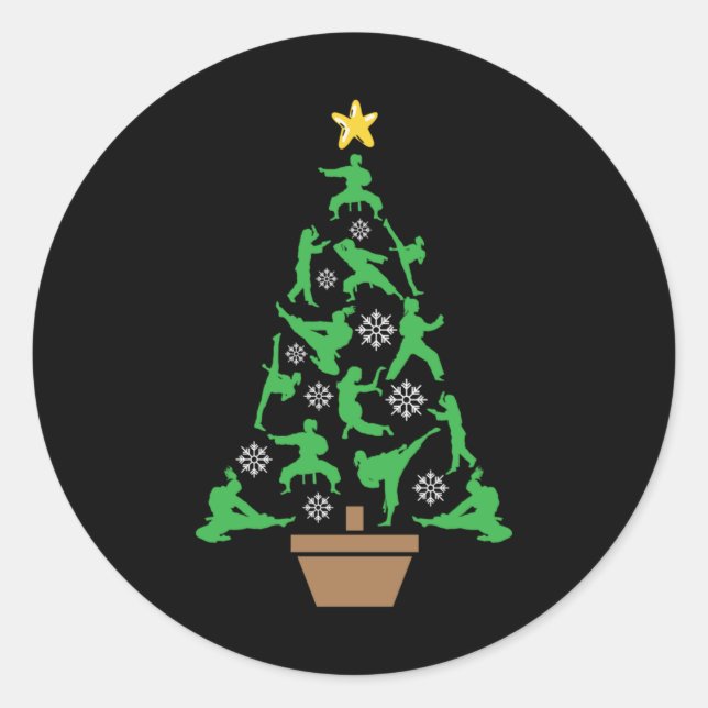 Martial Arts - Mädchen Karate Weihnachtsbaum Runder Aufkleber (Vorderseite)