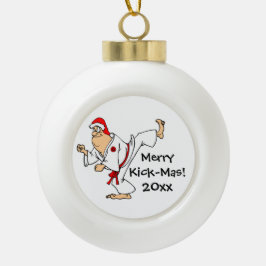 Martial Arts Merry Kick-Mas Weihnachten Keramik Kugel-Ornament
