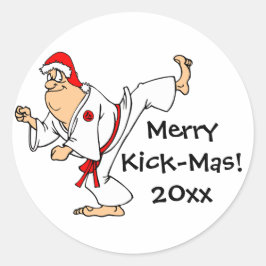 Martial Arts Merry Kick-Mas Weihnachten Runder Aufkleber