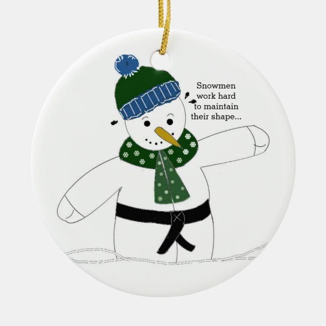 Martial Arts Snowman Keramik Ornament (Vorne)