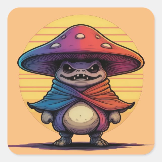 Martial Mushroom Quadratischer Aufkleber (Vorderseite)
