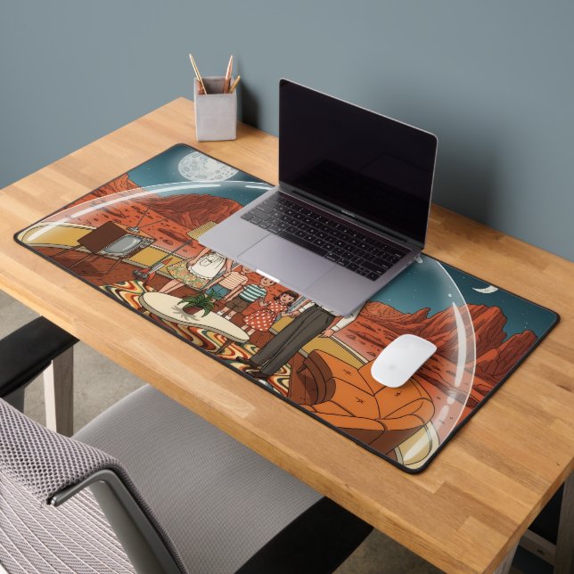 Martian Bubble Home - Retro Family Adventure Scene Schreibtischunterlage (Büro 2)