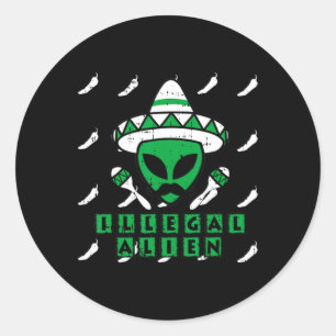 Martian Illegal Alien Mexican Area-51 Fun Hallowee Runder Aufkleber