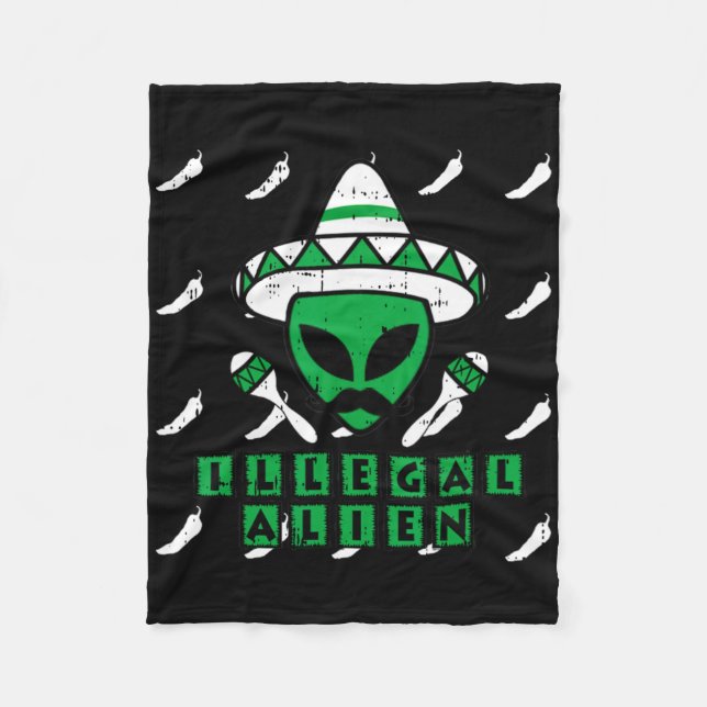 Martian Illegal Alien Mexican Area-51 Funny Hallow Fleecedecke (Vorderseite)