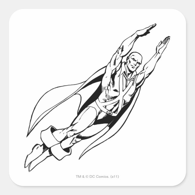 Martian Manhunter Soars 4 Quadratischer Aufkleber (Vorderseite)