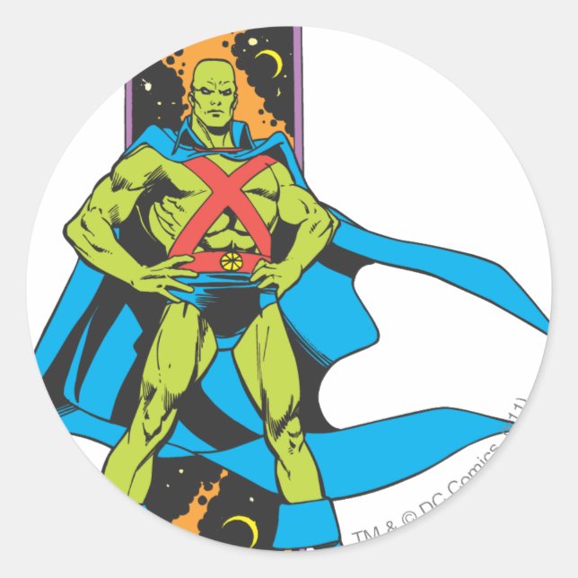 Martian Manhunter & Space Background Runder Aufkleber (Vorderseite)