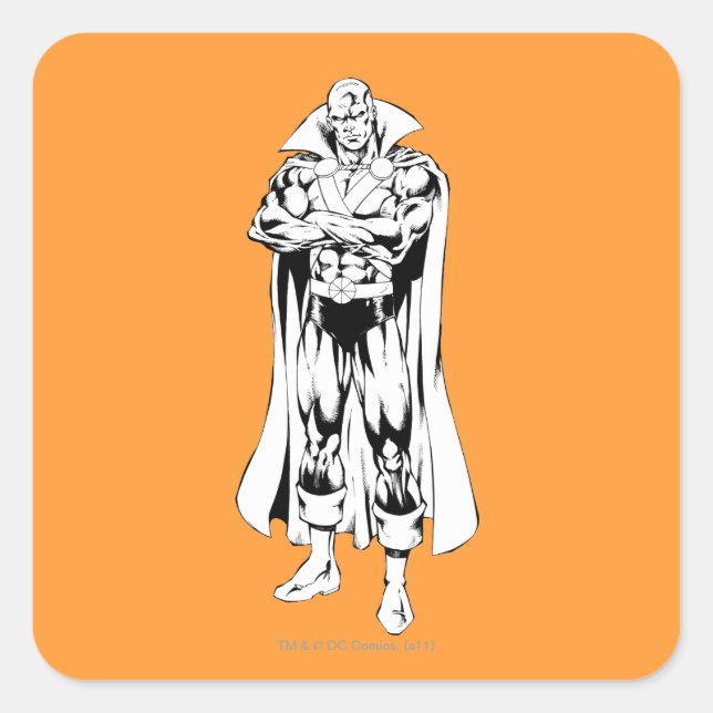 Martian Manhunter Stehende Kontur Quadratischer Aufkleber (Vorderseite)