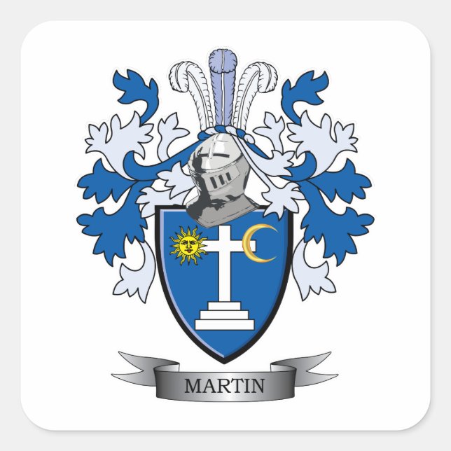Martin Coat of Arms Quadratischer Aufkleber (Vorderseite)