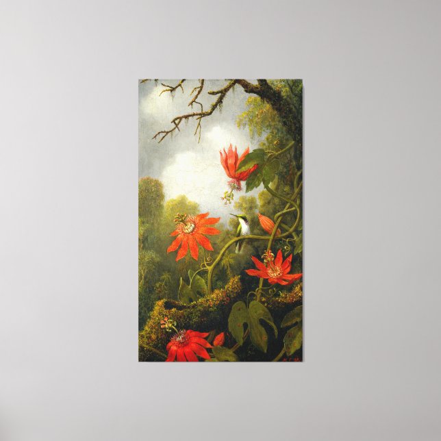 MARTIN J. HEADE - Hummingbird und Passionblumen - Leinwanddruck (Vorderseite)
