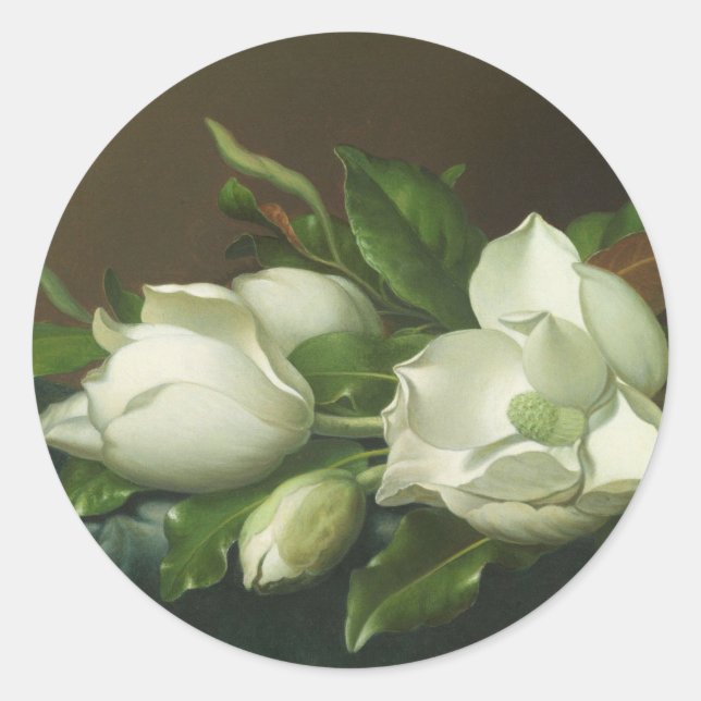 Martin Johnson Heade - Magnolias Runder Aufkleber (Vorderseite)