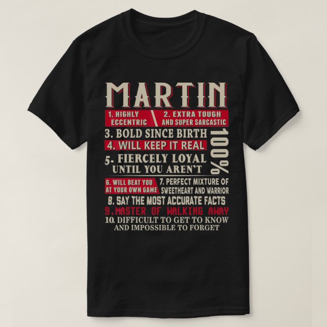 Martin Name Gift Martin Surname  T-Shirt (Design vorne)