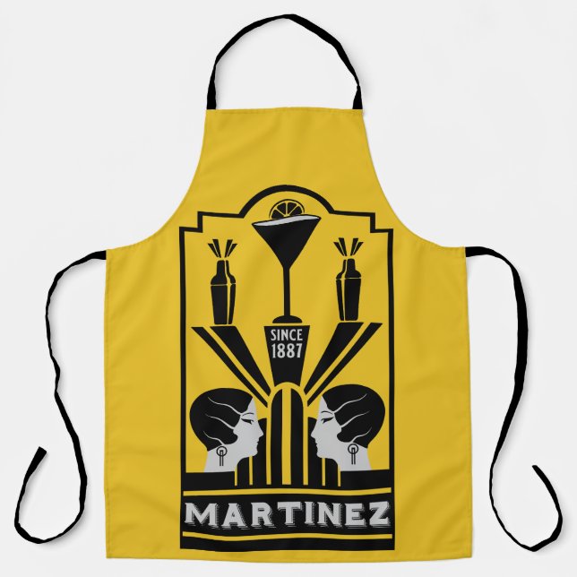 Martinez Cocktail Art Deco Schürze (Vorderseite)