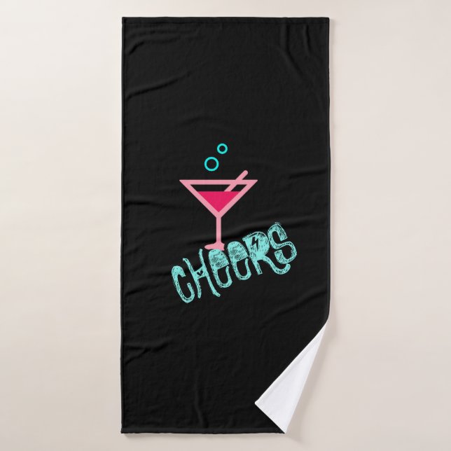 Martini - Alkohol trinken Pop Kunst, Rosa und Türk Badehandtuch (Badehandtuch)