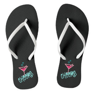 Martini - Alkohol trinken Pop Kunst, Rosa und Türk Flip Flops