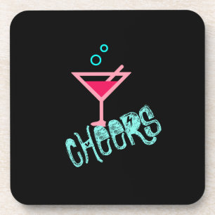 Martini - Alkohol trinken Pop Kunst, Rosa und Türk Getränkeuntersetzer