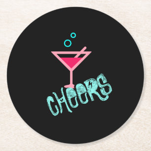 Martini - Alkohol trinken Pop Kunst, Rosa und Türk Runder Pappuntersetzer
