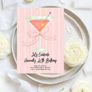 Martini and a Bow Milestone Birthday Einladung