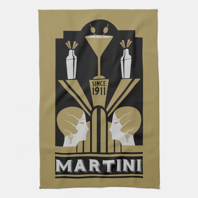 Martini Art Deco Geschirrtuch (Vertikal)