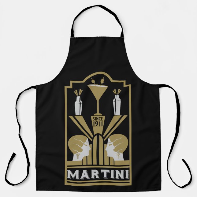 Martini Art Deco Schürze (Vorderseite)