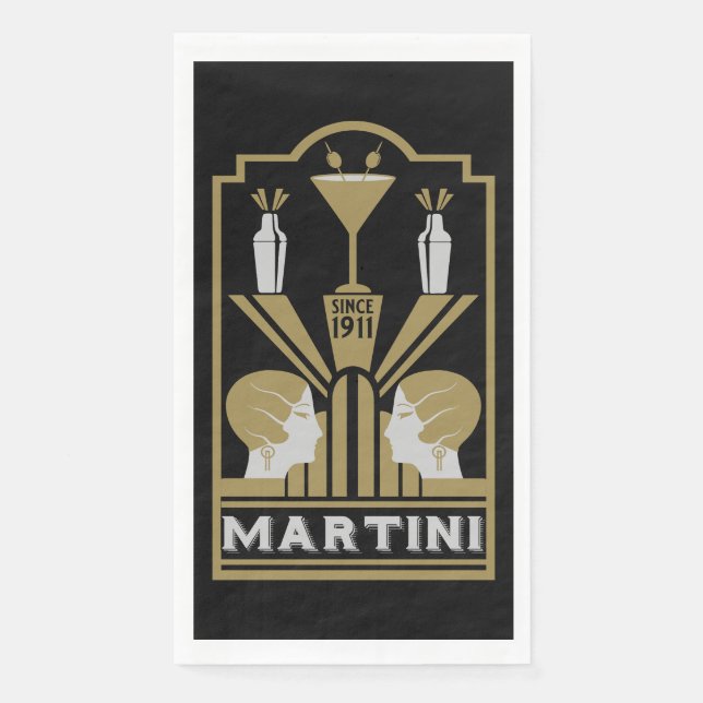 Martini Art Deco Serviette (Vorderseite)