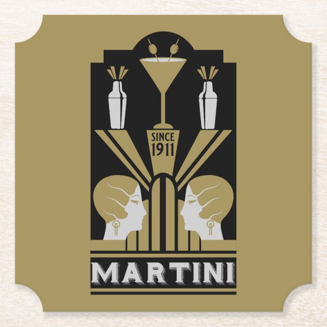 Martini Art Deco Untersetzer (Vorderseite)