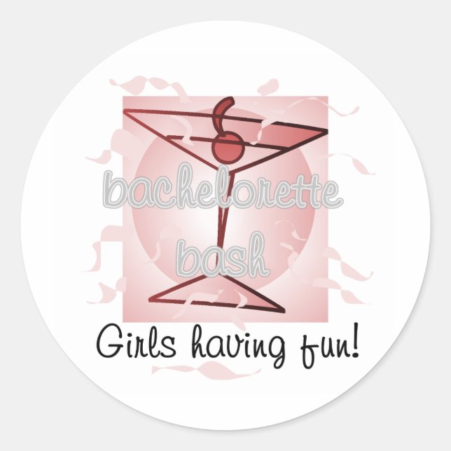 Martini Bachelorette Bash Tshirts und Geschenke Runder Aufkleber (Vorderseite)