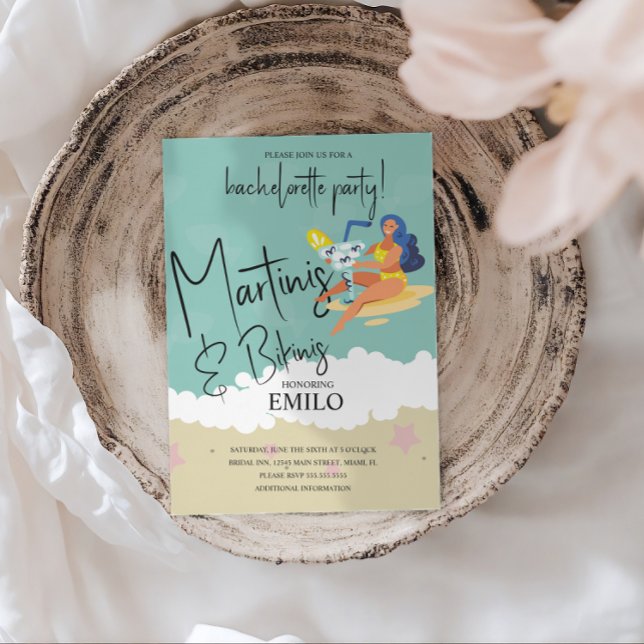 Martini Bikini Fun Beach Bachelorette’s Party Einladung (Von Creator hochgeladen)