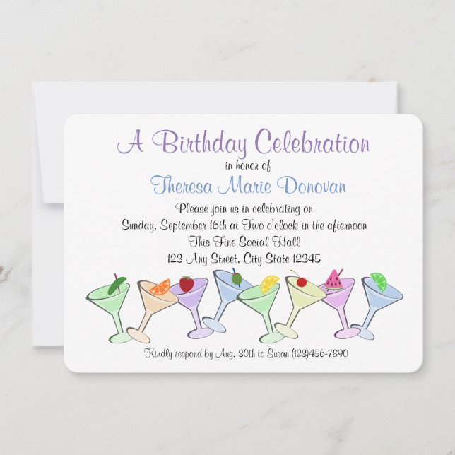Martini Birthday Einladung (Vorderseite)