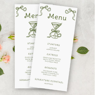 Martini Bow Brautparty Menu Menükarte