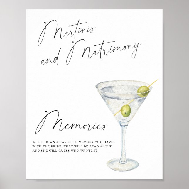 Martini Brautparty Erinnerungen mit der Braut Poster (Vorne)