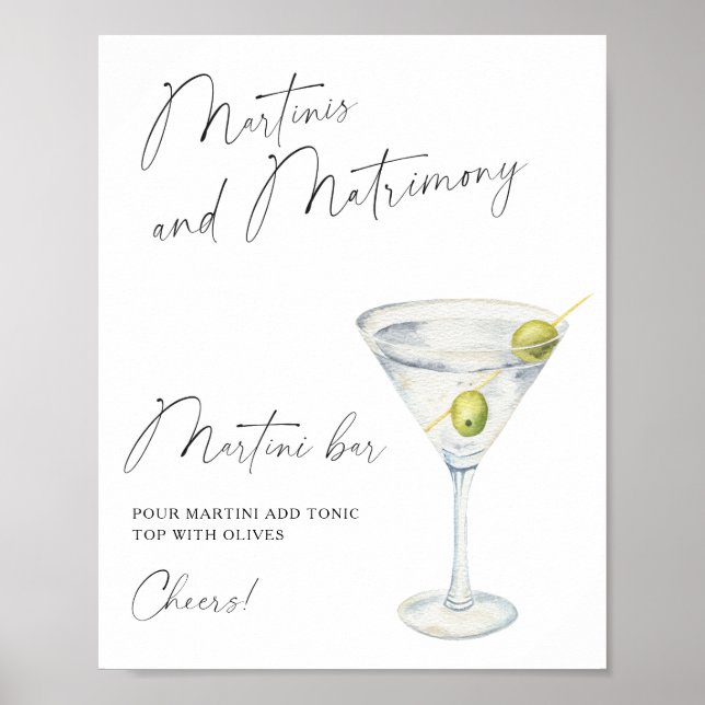 Martini Brautparty Martini Bar Poster (Vorne)