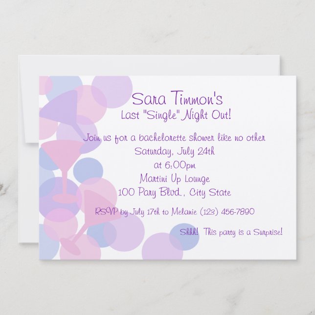 Martini Bubbles Einladung (Vorderseite)