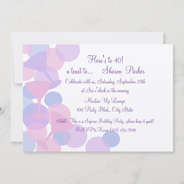 Martini Bubbles Party Invitation (Devant)